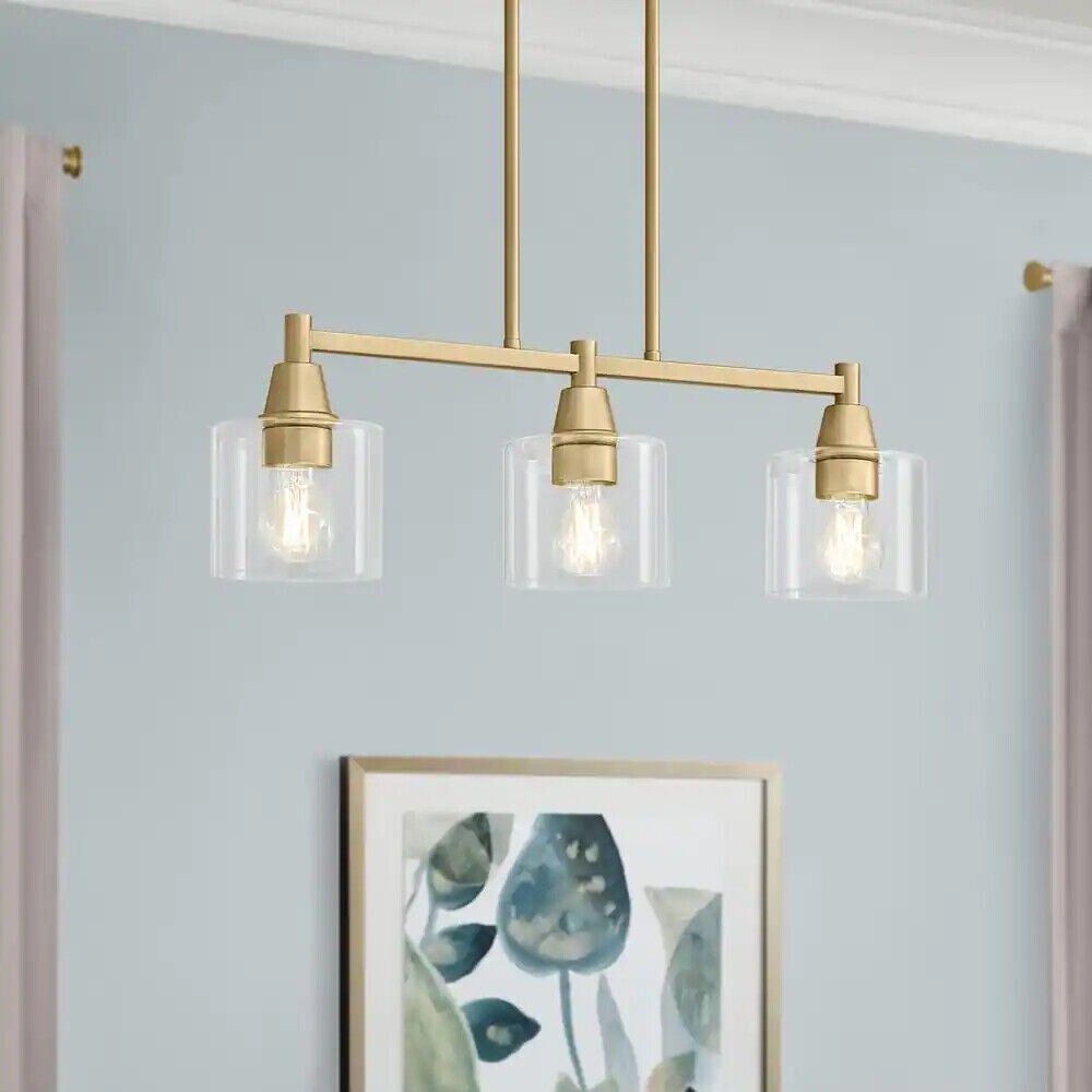 Hampton Bay Oron 3-Light Gold Linear Island Pendant Hanging Kitchen Lighting