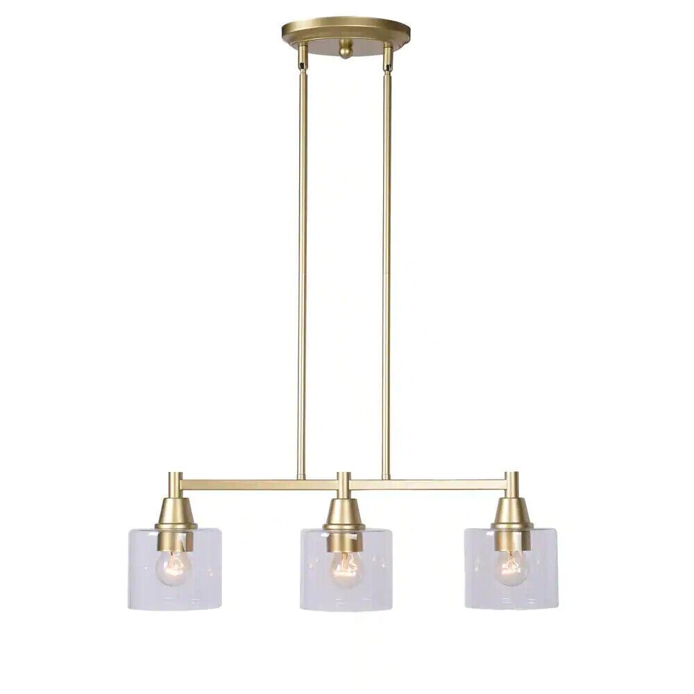 Hampton Bay Oron 3-Light Gold Linear Island Pendant Hanging Kitchen Lighting