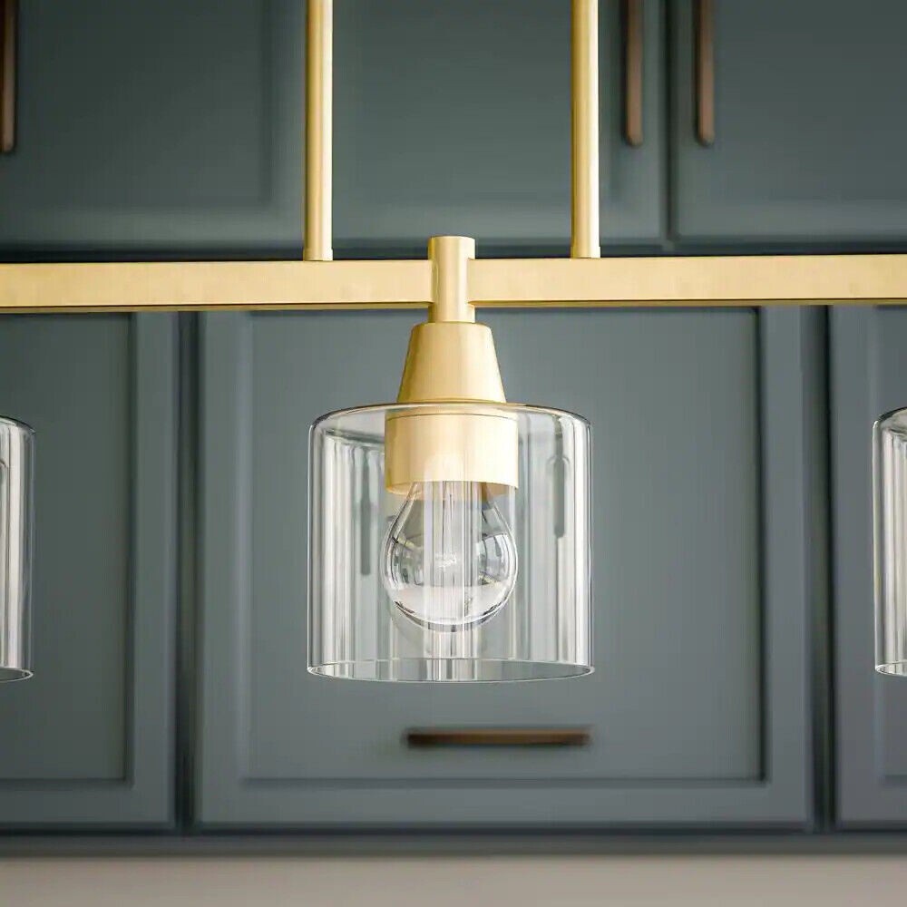 Hampton Bay Oron 3-Light Gold Linear Island Pendant Hanging Kitchen Lighting