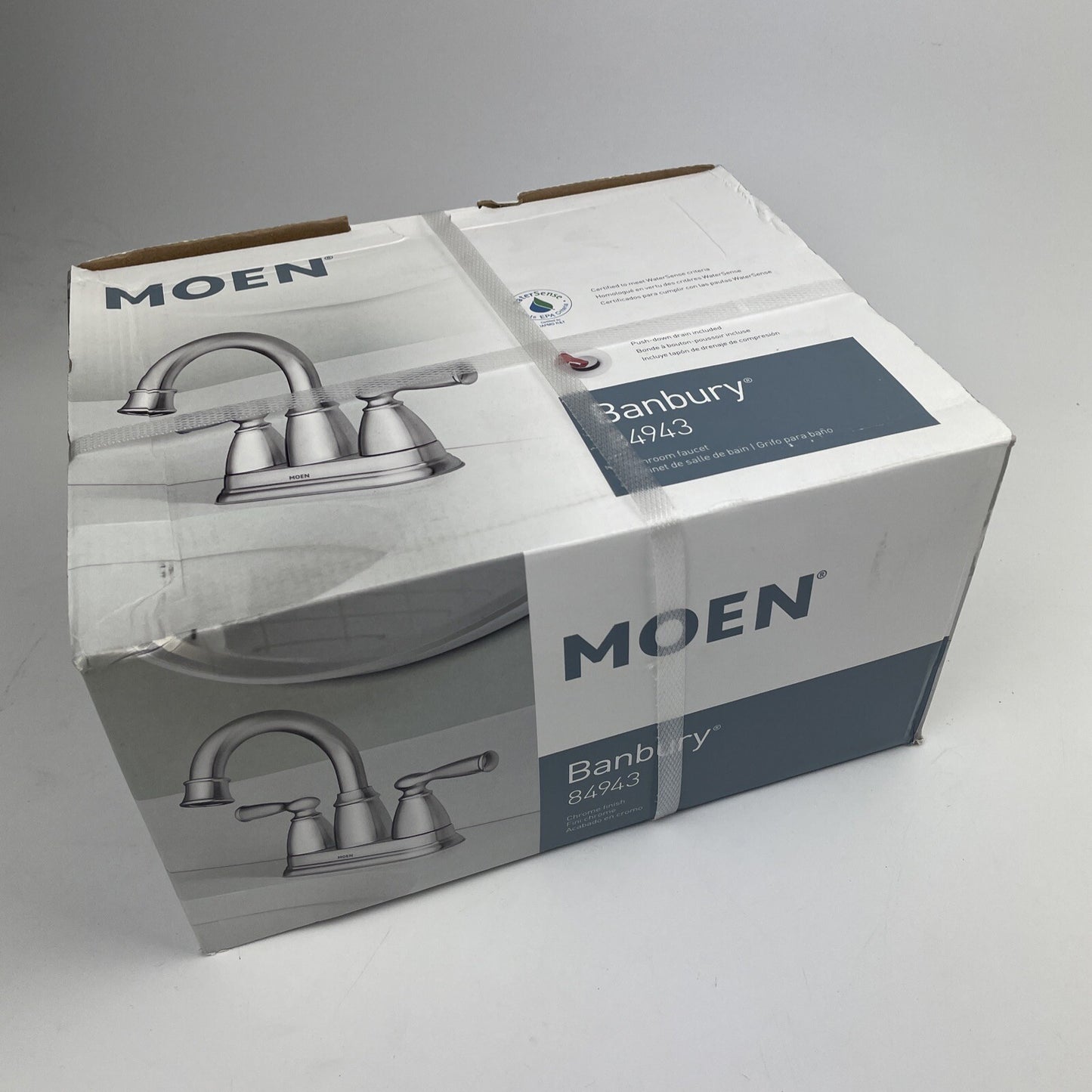 New Moen 84943 Banbury 4" Centerset 2-Handle Bathroom Sink Faucet - Chrome