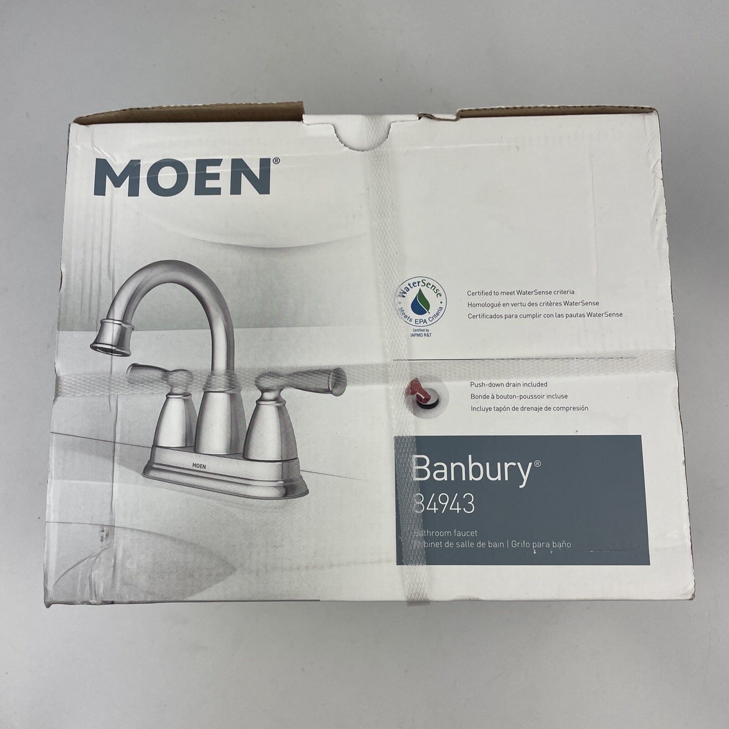 New Moen 84943 Banbury 4" Centerset 2-Handle Bathroom Sink Faucet - Chrome