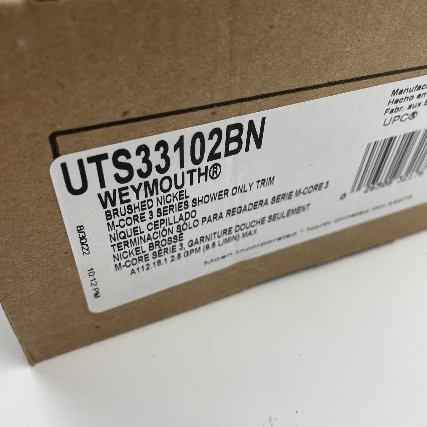 Moen UTS33102BN Weymouth Multi-Function 3-Series 1-Handle Shower Trim Kit Nickel