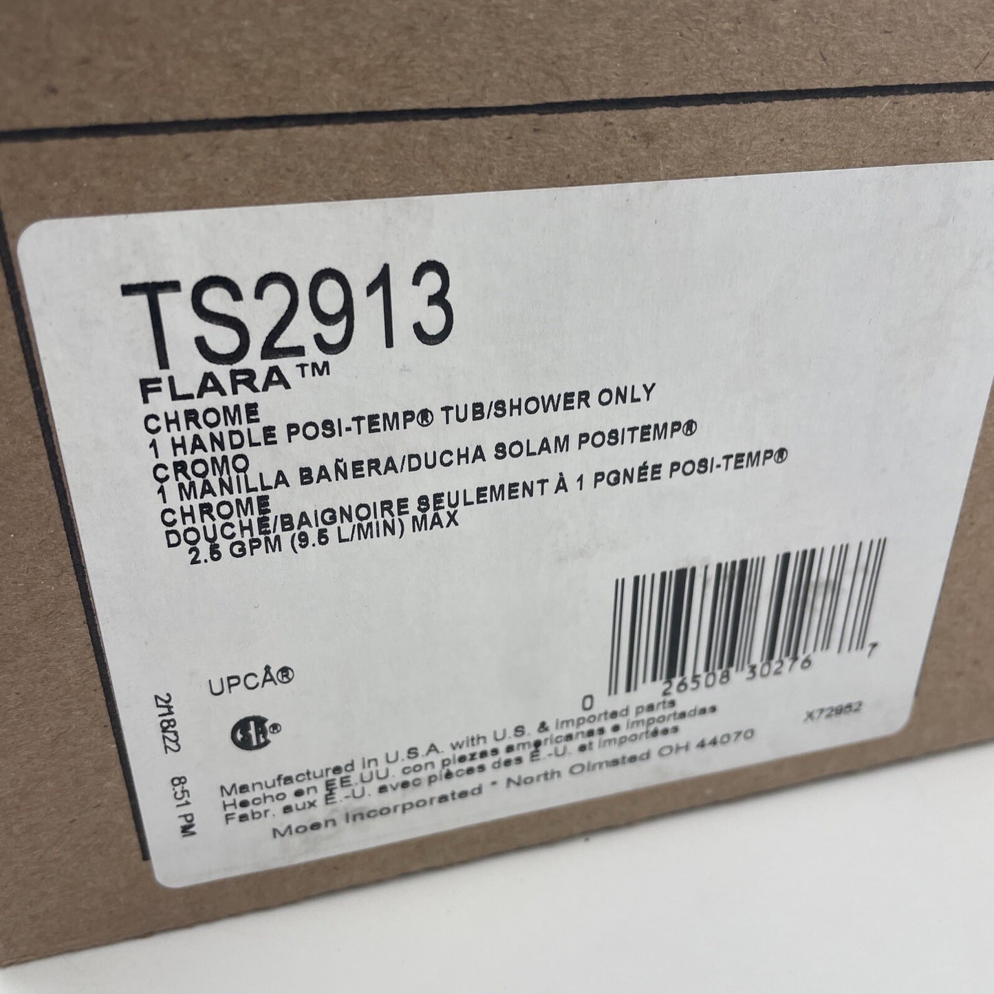Moen TS2913 Flara Single Handle Pressure Balance Tub and Shower Trim Kit Chrome