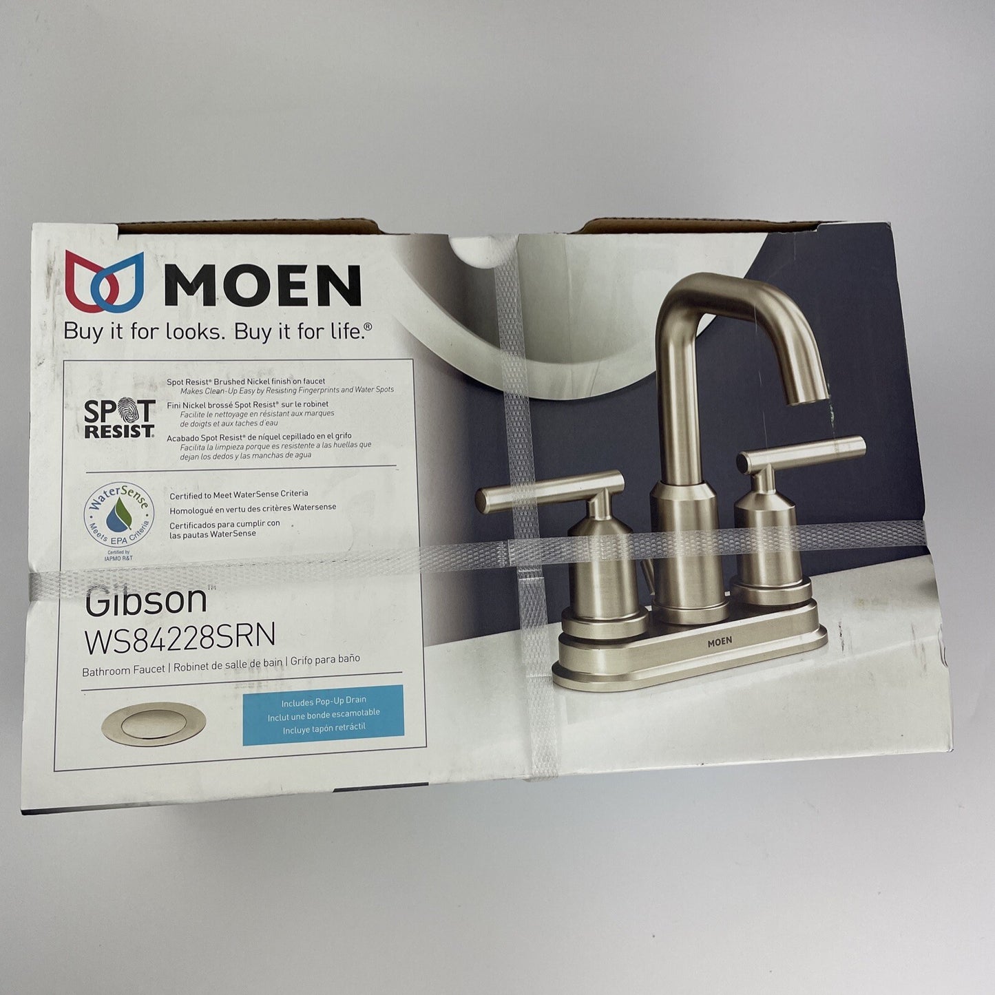 Moen WS84228SRN Gibson Two-Handle High Arc Bathroom Faucet - Brushed Nickel