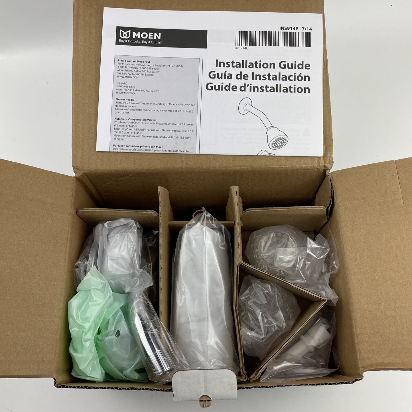 New Moen 2919EP Chateau Tub/ Shower Trim & Valve Package - Chrome