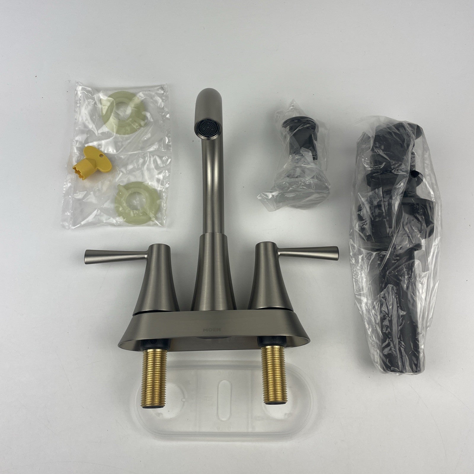 Rubinetto Da Bagno Moen Ronan 84022 - Cromato, Due Maniglie, Arco Alto, Installazione A Tre Fori, Con Scarico A Pressione
