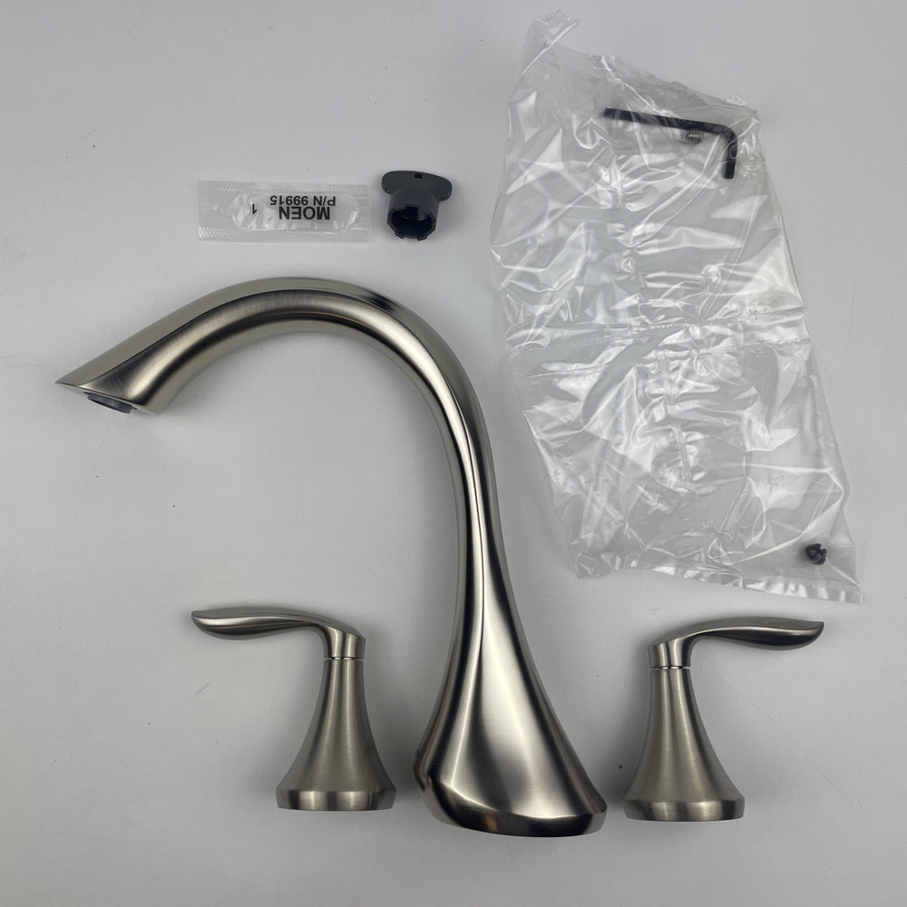 (READ)Moen T943BN Eva 2-Handle High Arc Roman Tub Faucet Trim Kit Brushed Nickel
