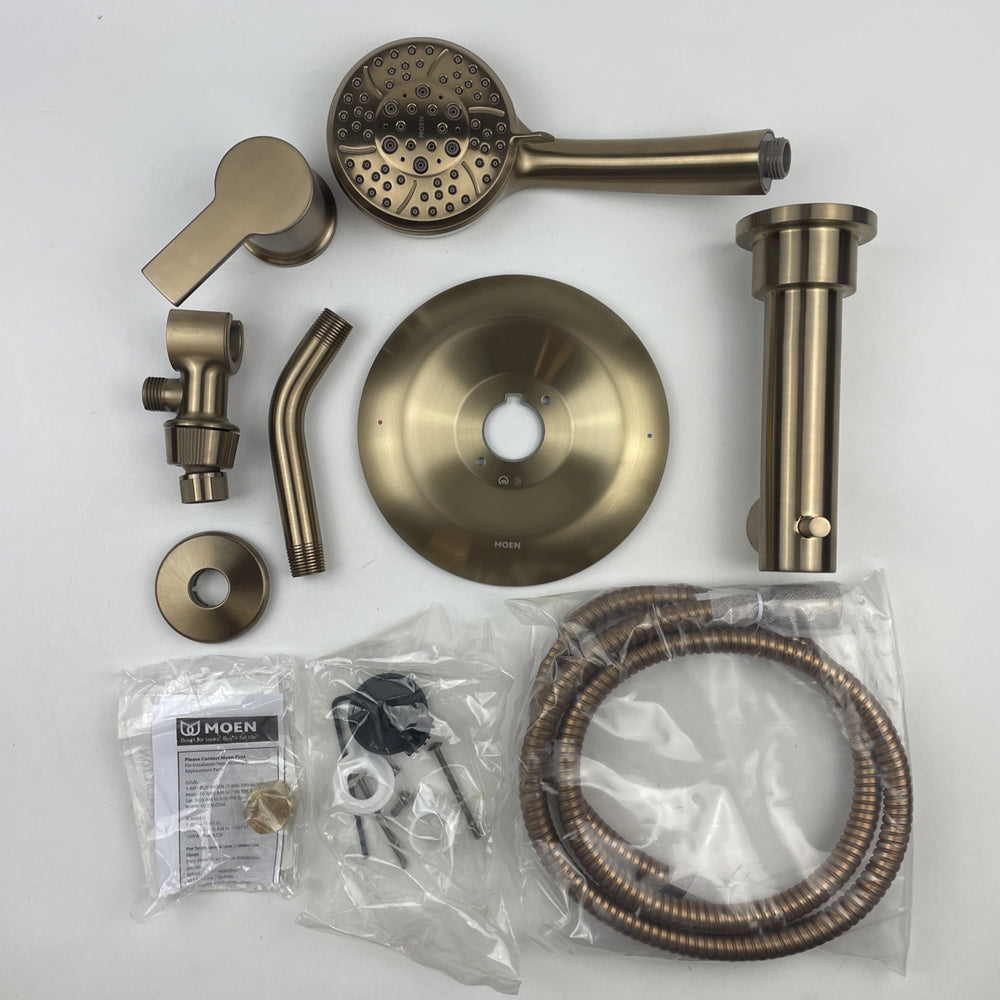 (READ) Moen 82618BZG Meena Posi-Temp 4-Spray Tub & Shower Combo Bronzed Gold