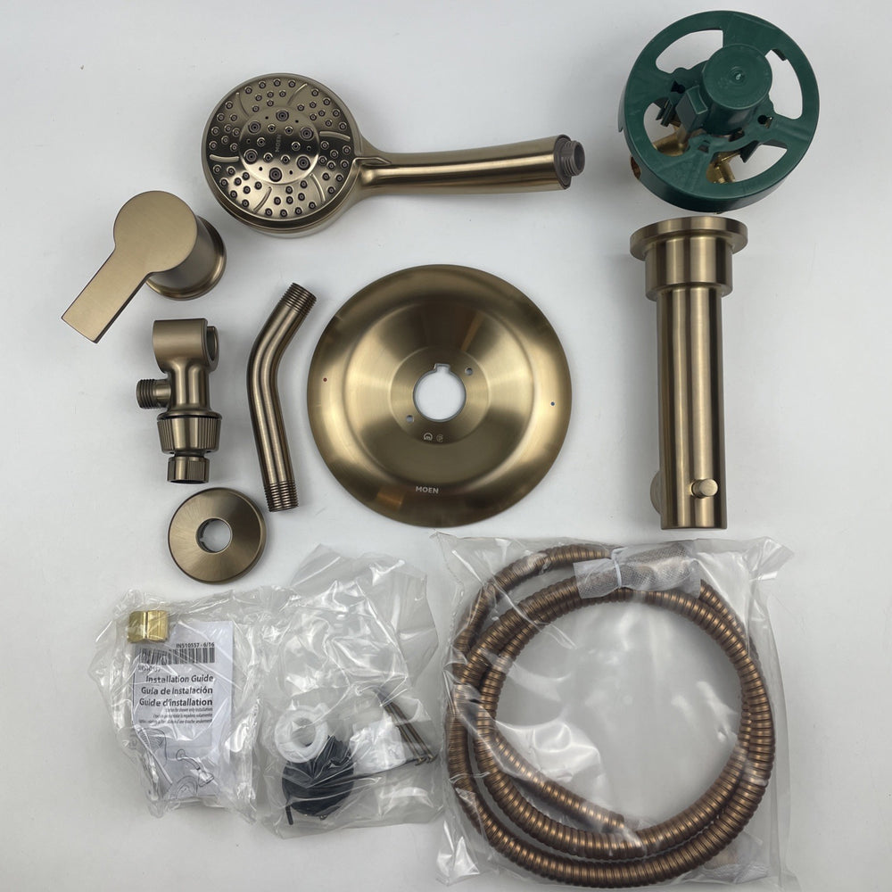 Moen 82618BZG Meena Posi-Temp 4-Spray Tub & Shower Combo Bronzed Gold