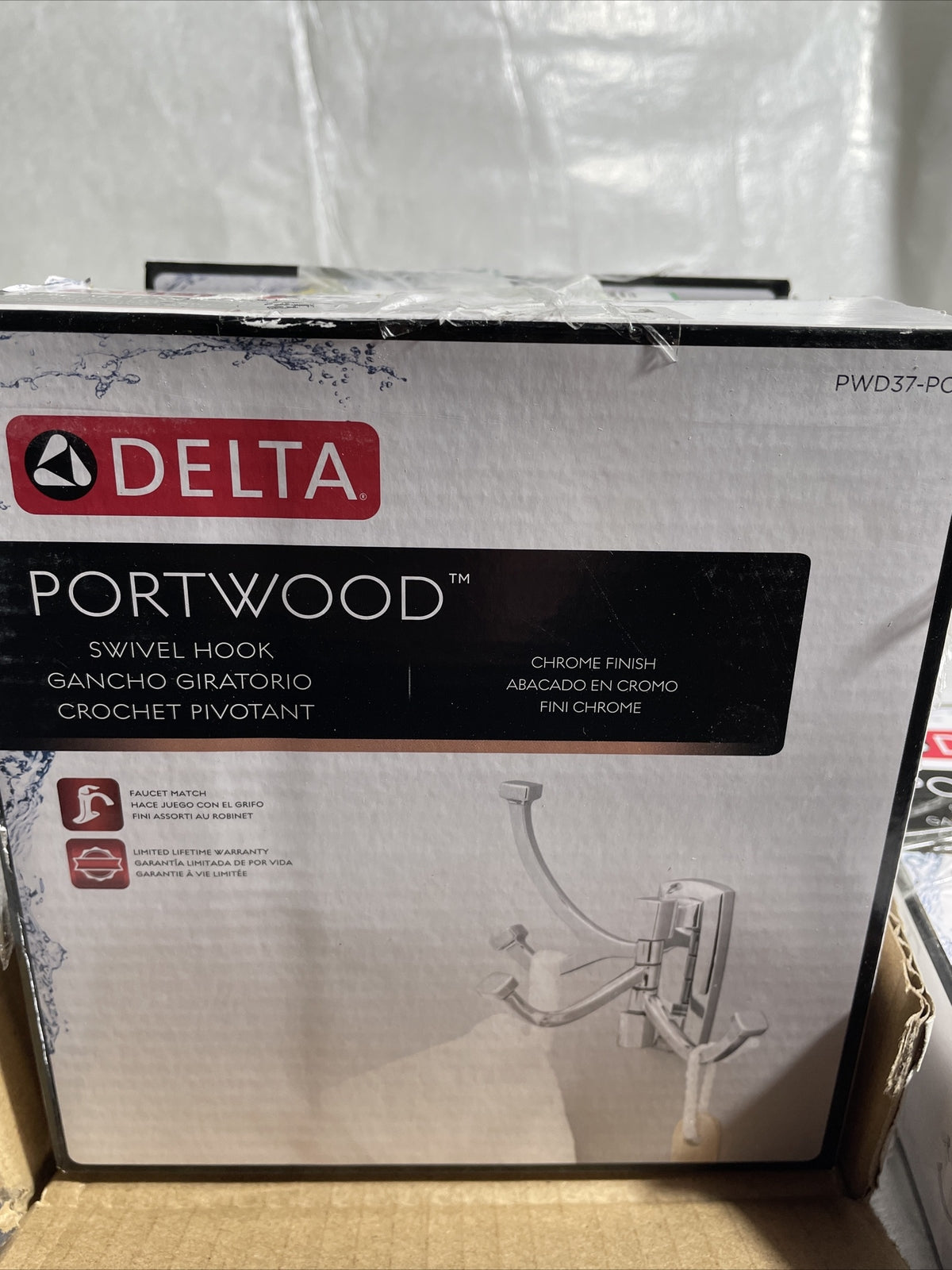 LOT OF 4 Delta Portwood Swivel Towel Hook in SpotShield Chrome PWD37-BN