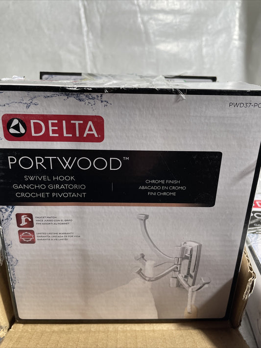 LOT OF 4 Delta Portwood Swivel Towel Hook in SpotShield Chrome PWD37-BN