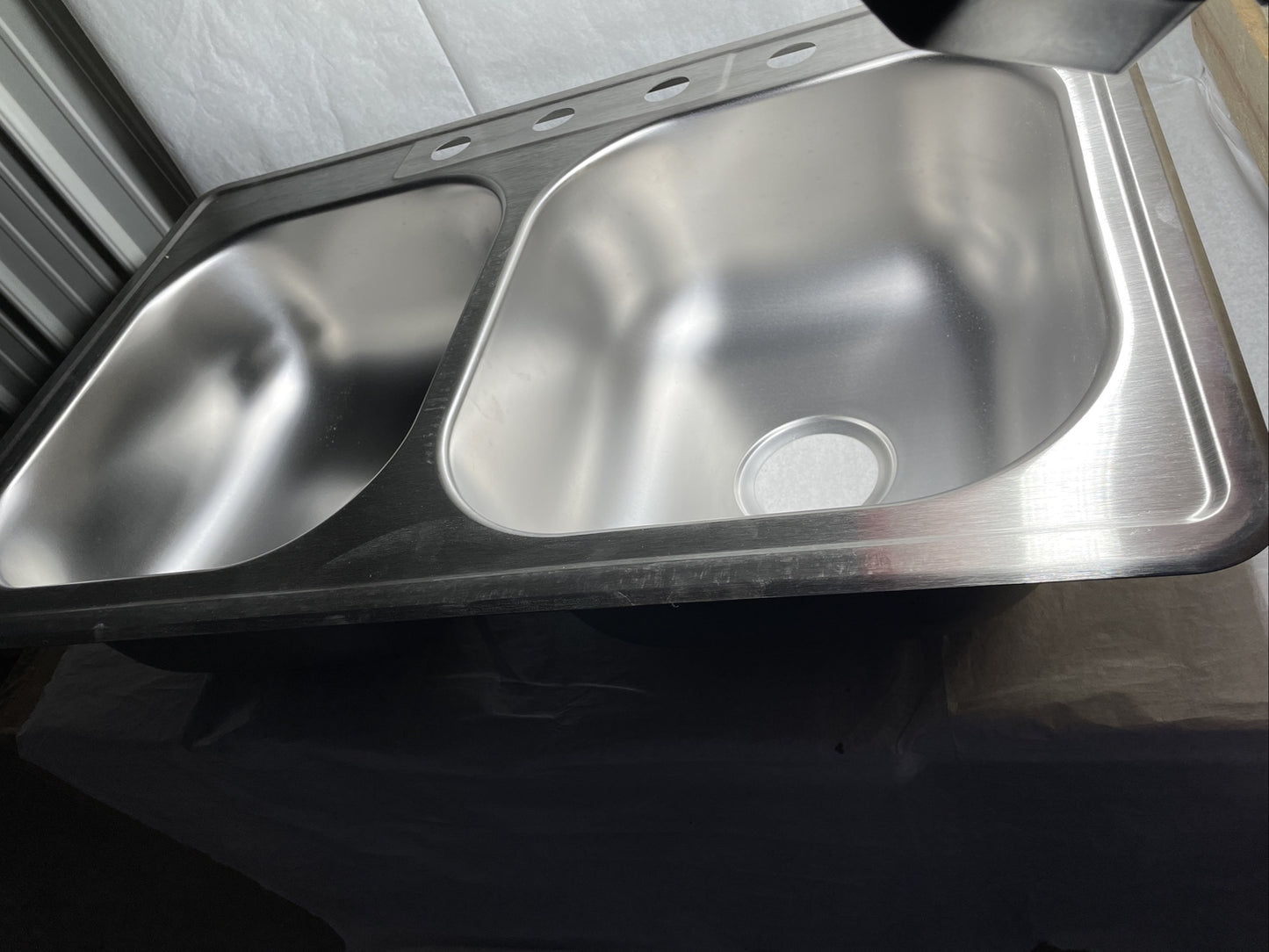 Glacier Bay 33" Drop-In Kitchen Sink 2-Bowl Rectangular Stainless Steel w/Faucet