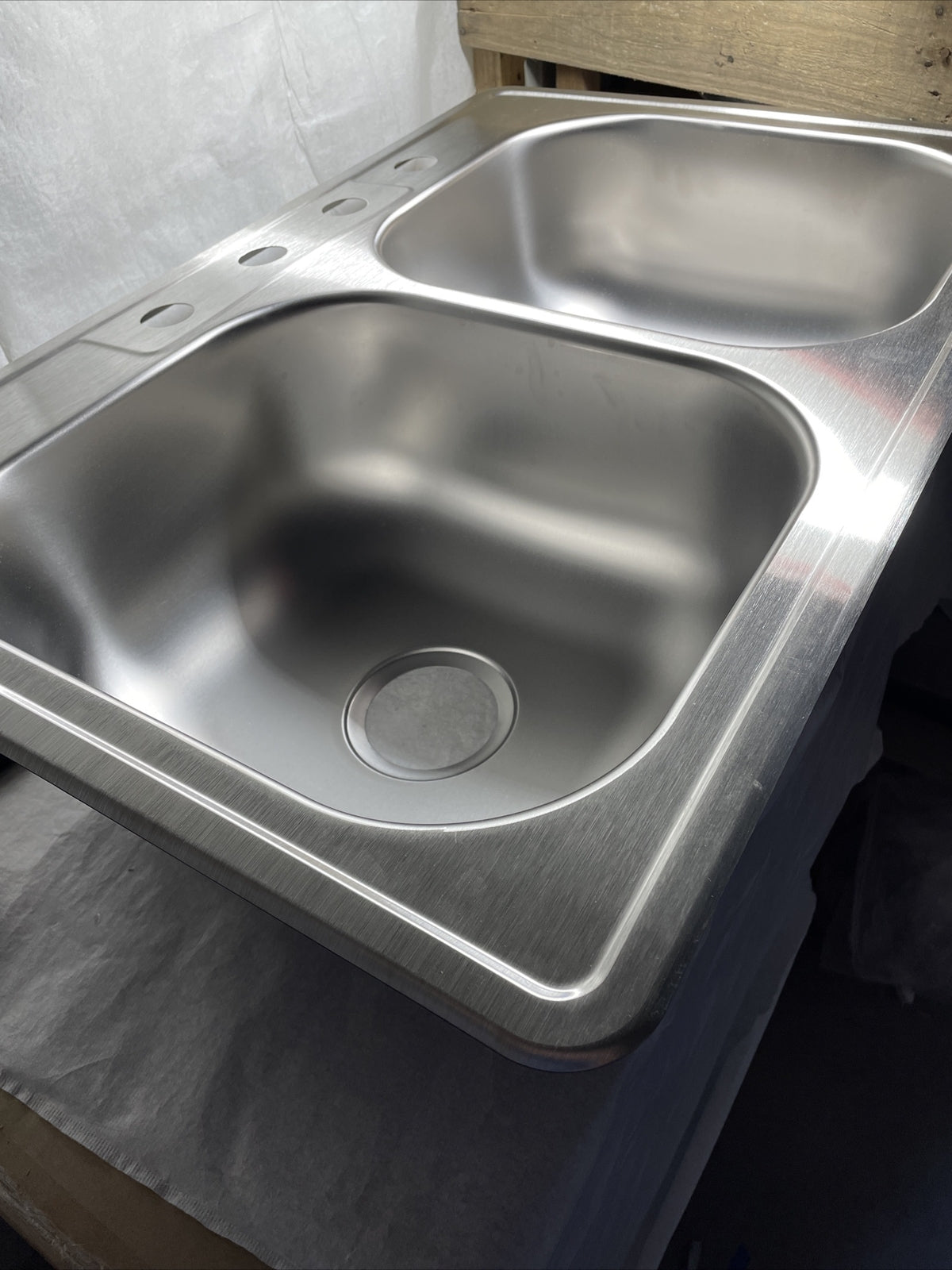 Glacier Bay 33" Drop-In Kitchen Sink 2-Bowl Rectangular Stainless Steel w/Faucet