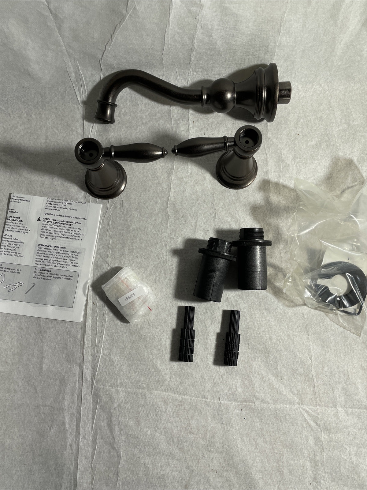 Moen Weymouth TS42106ORB Oil Rubbed Bronze Wall Mount Bathroom Faucet