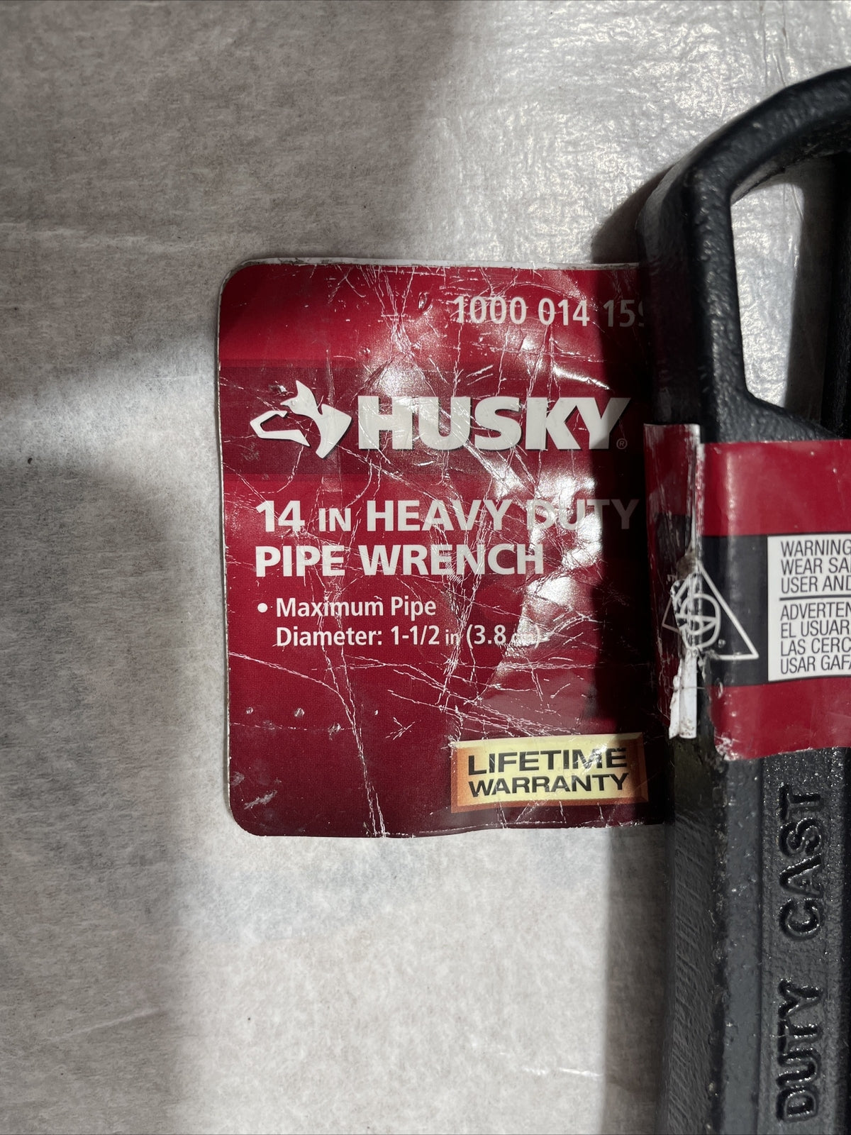 Husky 14 in. Heavy Duty Cast Iron Pipe Wrench with 1-1/2 in. Jaw Capacity