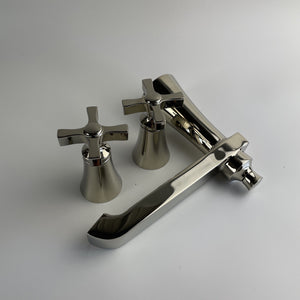 Moen TS927NL Flara Polished Nickel Two-Handle High Arc Roman Tub Faucet