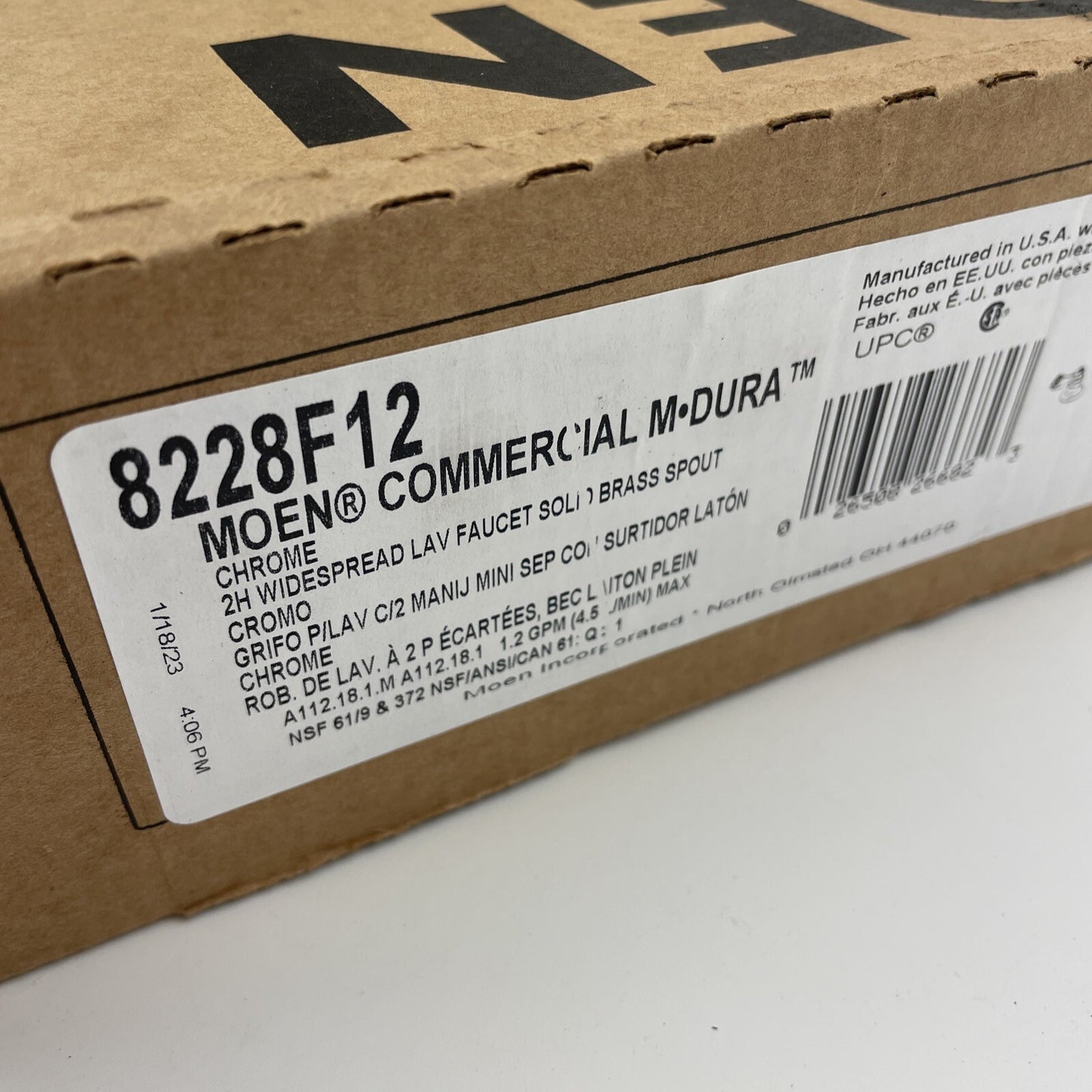 Moen 8228F12 M-DURA Wrist Blade Handle Widespread Bathroom Faucet 1.2GPM