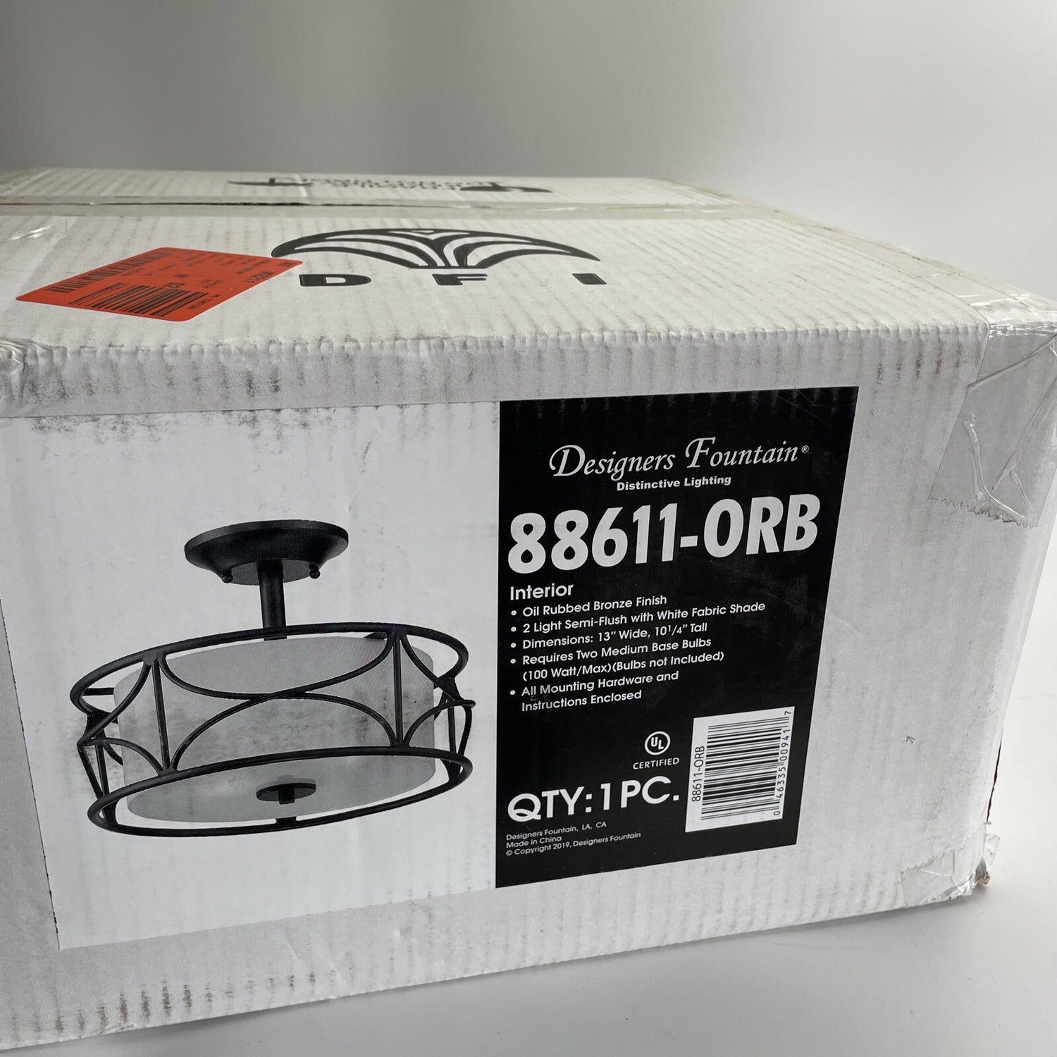 Designers Fountain 88611-ORB Avara 2 Light 13"W Ceiling Fixture - Bronze