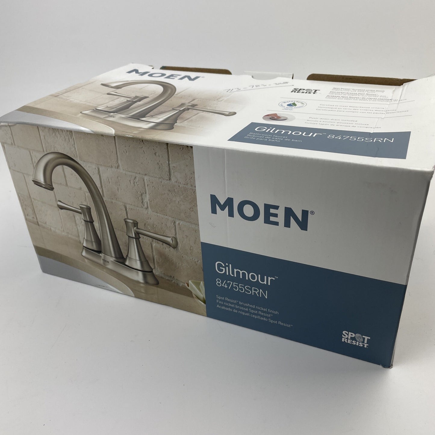 Moen 84755SRN Gilmour Brushed Nickel Two Handle 4" Centerset Bathroom Faucet