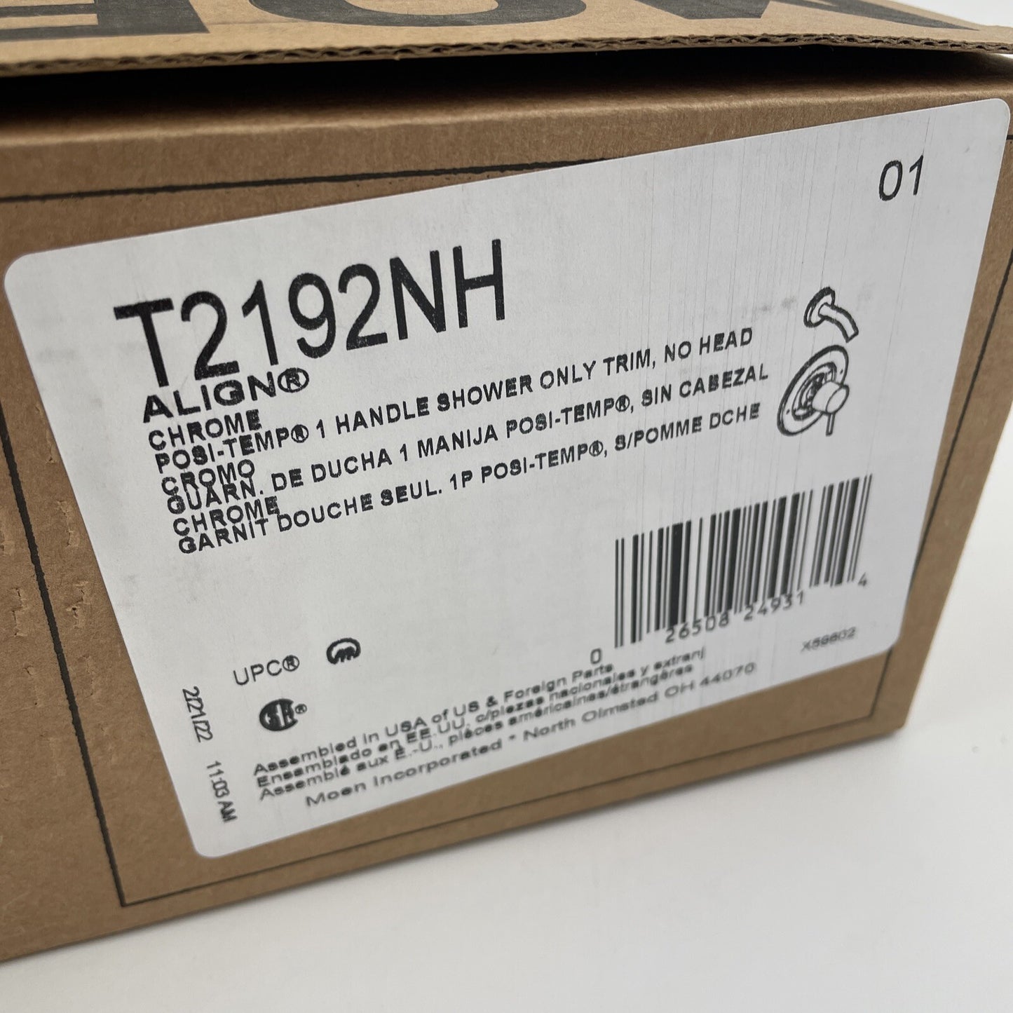Moen T2192NH Align Single-Handle Posi-Temp Shower Faucet Trim Kit in Chrome