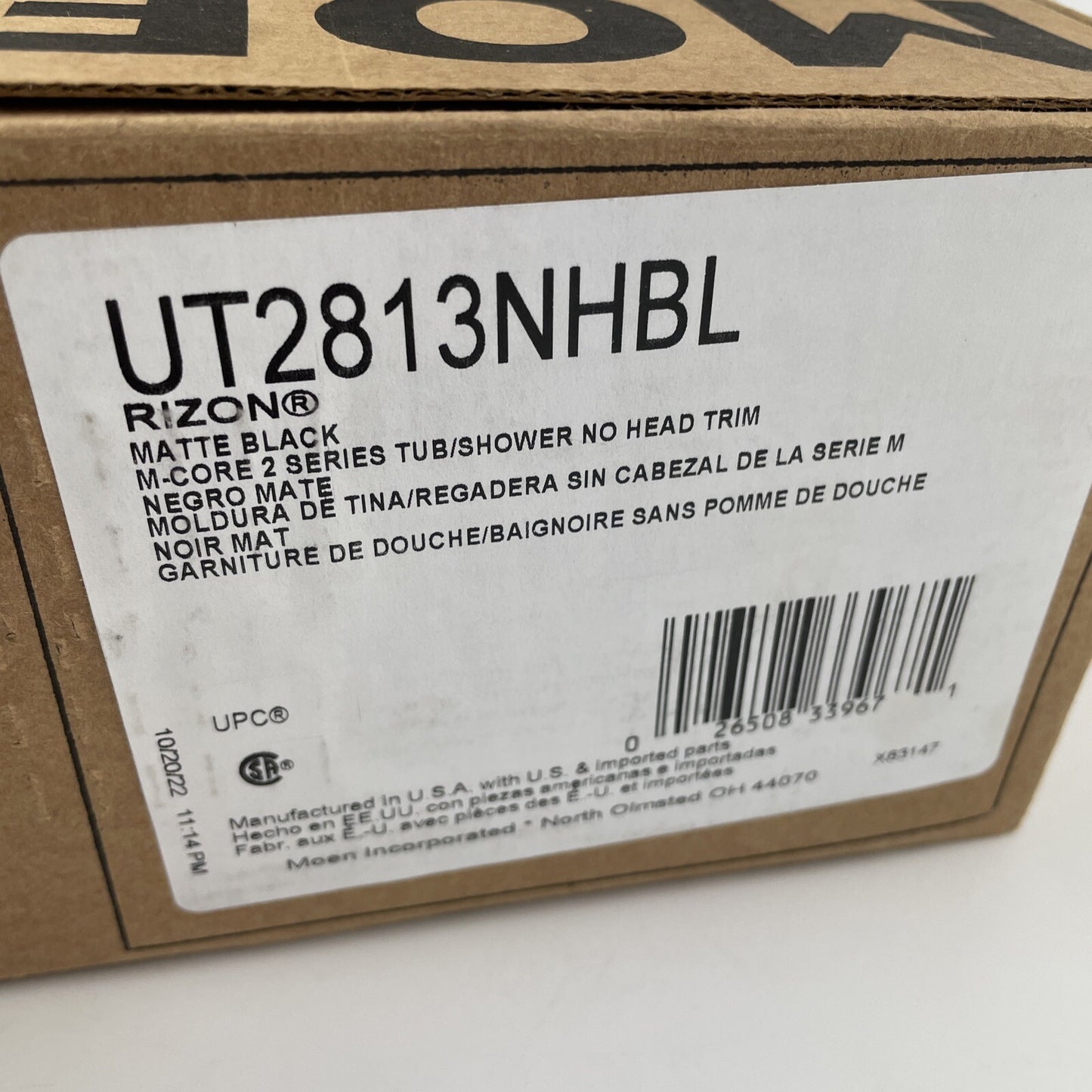 Moen UT2813NHBL Rizon M-CORE 2-Series Tub and Shower Trim - Matte Black