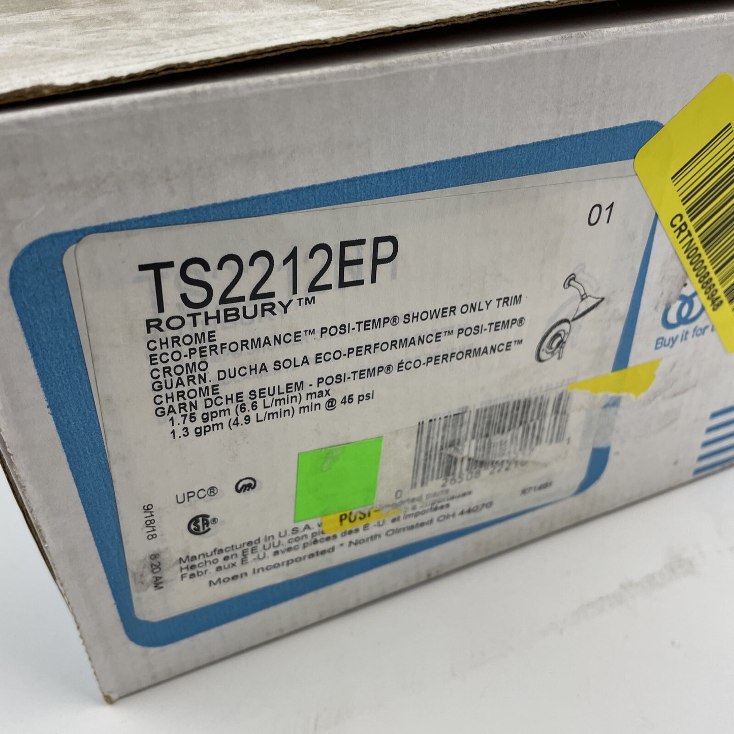 Moen TS2212EP Rothbury Eco-Performance Posi-Temp Shower Trim - Chrome
