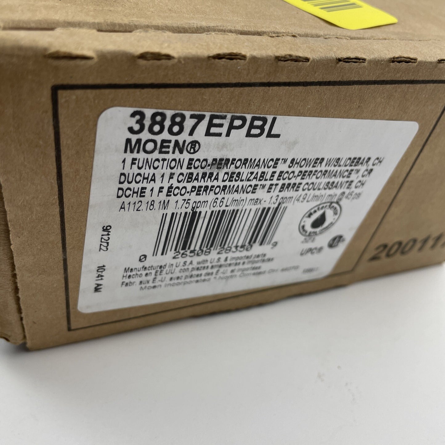 Moen 3887EPBL Level Eco-Performance Handheld Shower Pack Slide Bar - Matte Black