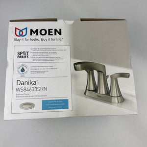 Moen Danika WS84633SRN Spot Resist Brushed Nickel Centerset Pop Up Drain Faucet