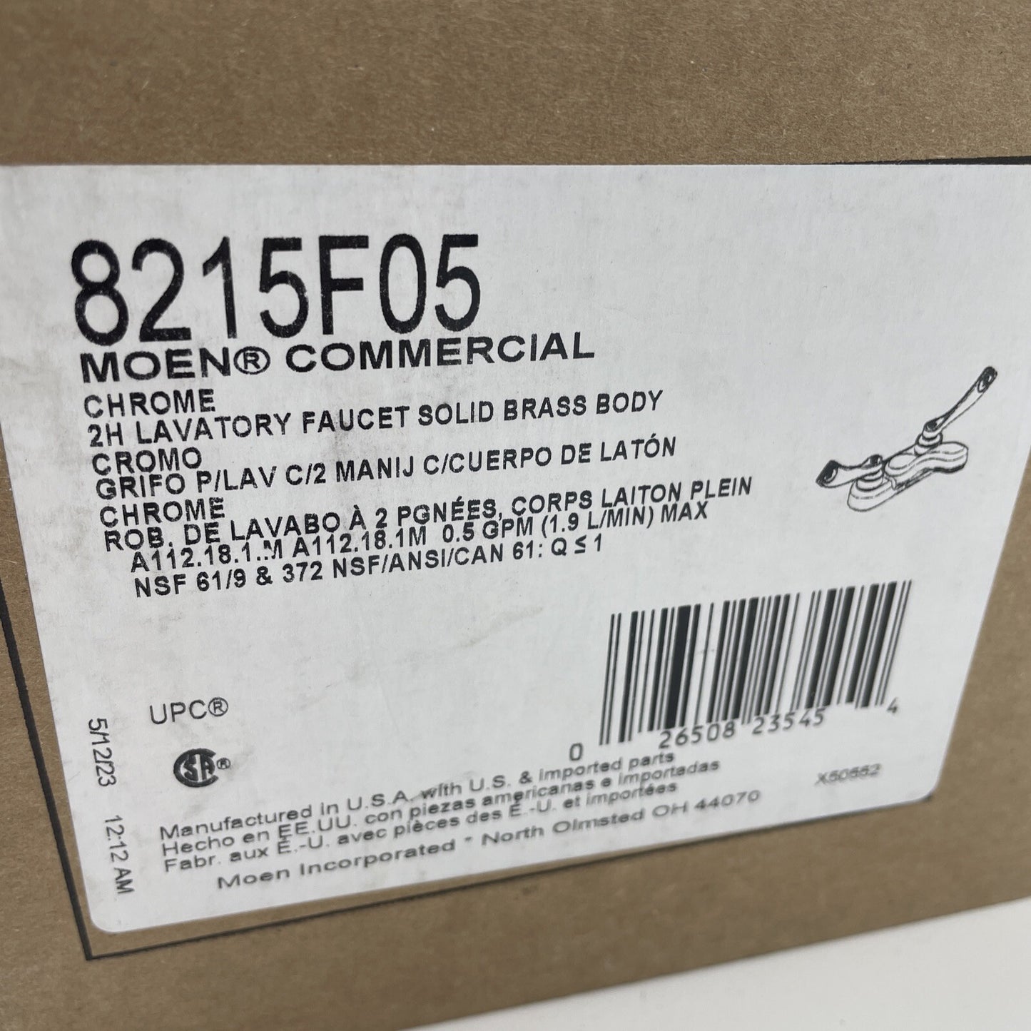 Moen 8215F05 Commercial M-Dura Centerset Bathroom Faucet 4" Wrist Blade Handles