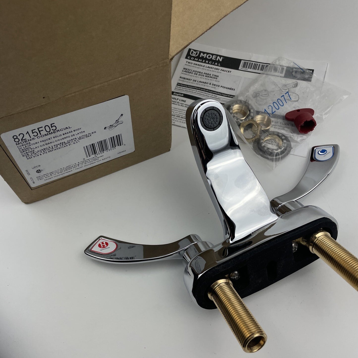 Moen 8215F05 Commercial M-Dura Centerset Bathroom Faucet 4" Wrist Blade Handles