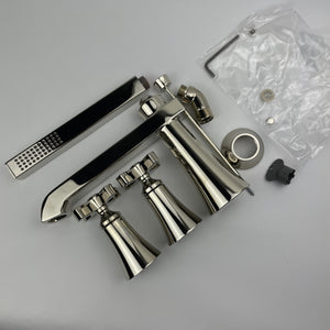 Moen TS929NL Flara 2 Handle Roman Tub Filler Trim Kit w/Sprayer Polished Nickel