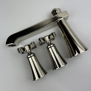 Moen TS929NL Flara 2 Handle Roman Tub Filler Trim Kit w/Sprayer Polished Nickel