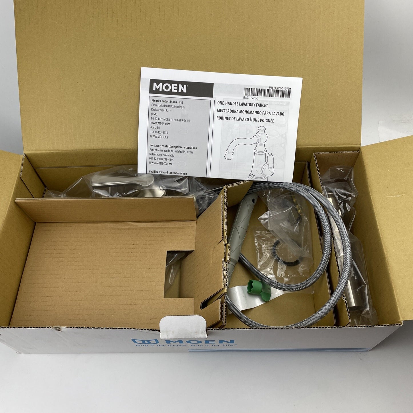 Moen S44101BN Colinet Single Handle Pop-Up Drain Bathroom Faucet Brushed Nickel