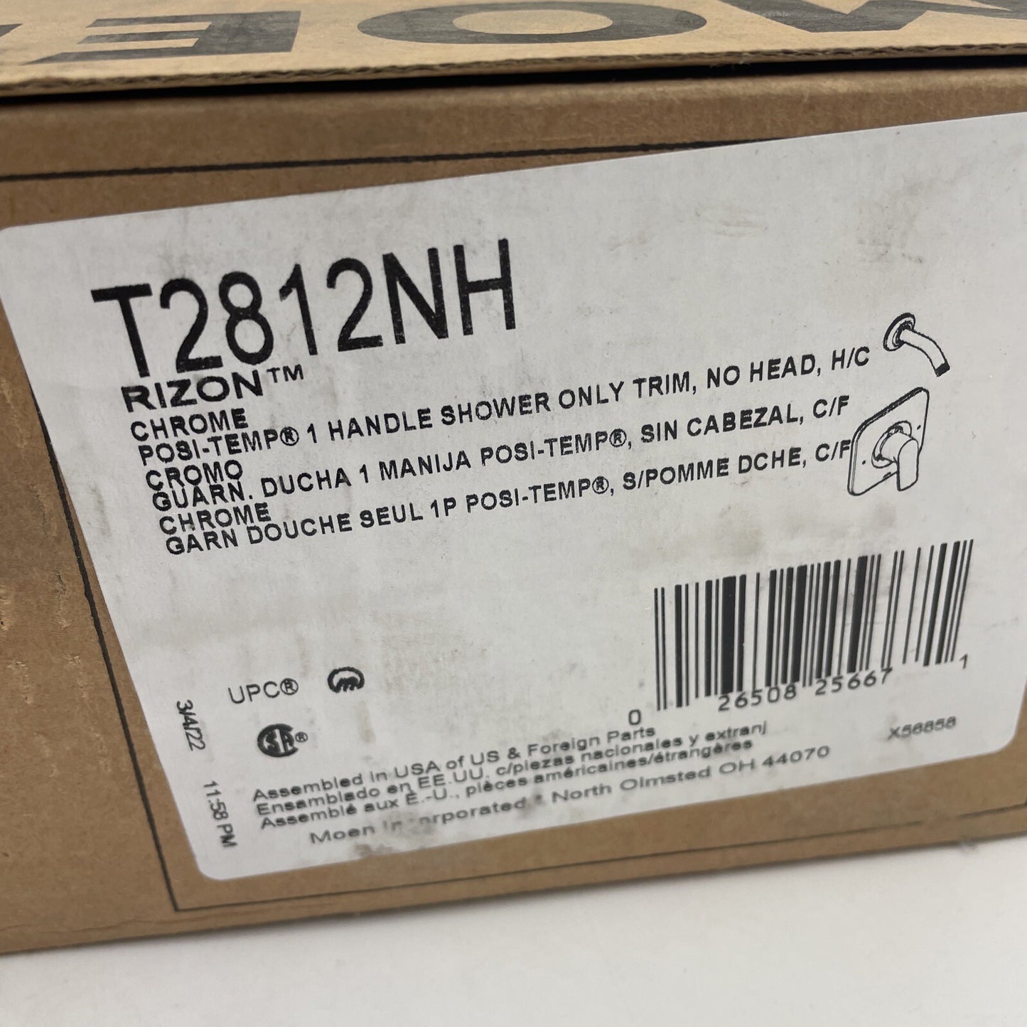 Moen T2812NH Rizon 1-Handle Posi-Temp Shower Trim Kit Only - Chrome