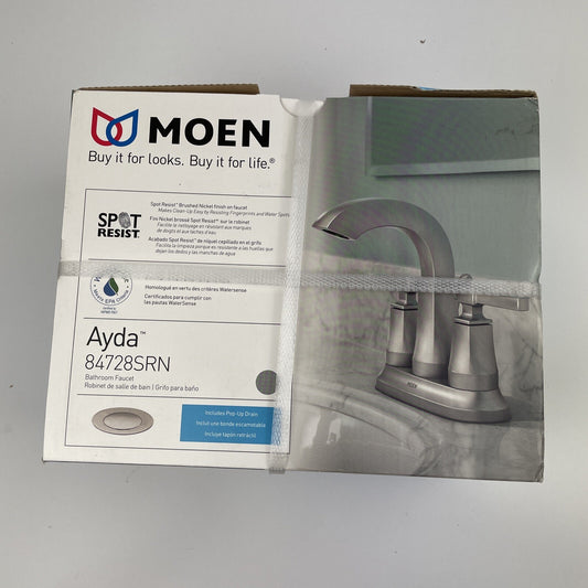 Moen 84728SRN Ayda 2-Handle Centerset Bathroom Sink Faucet - Spot Resist Nickel