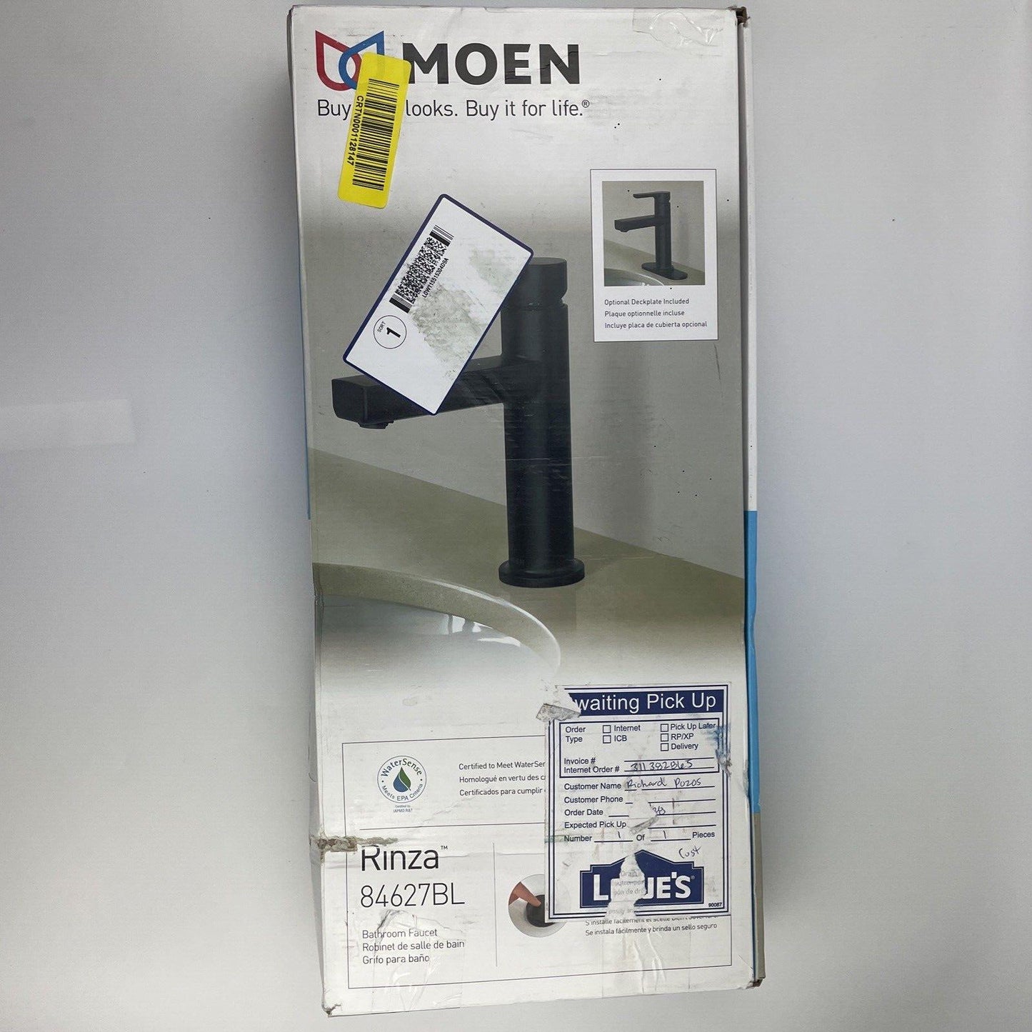 Moen 84627BL Rinza Single-Handle High Arc Bathroom Faucet - Matte Black