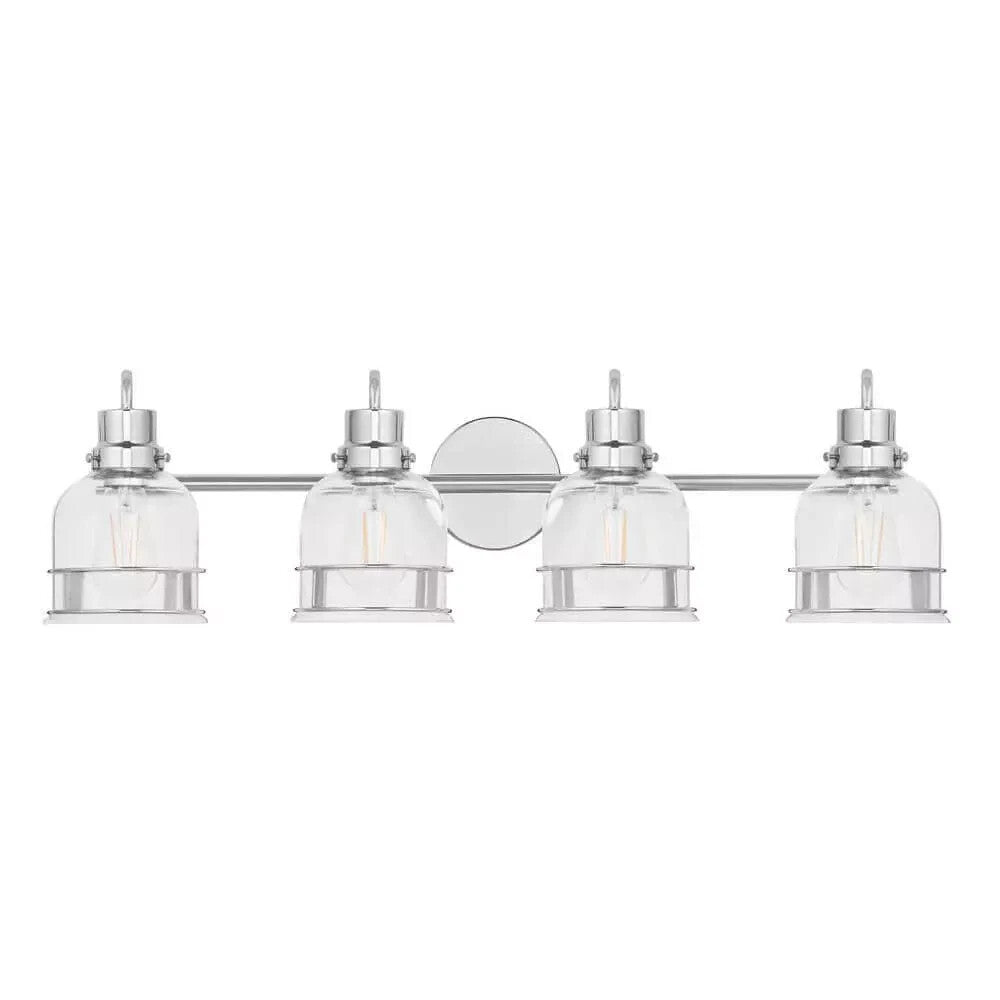 Home Decorators Willow Springs 4-Light 31" Vanity Bathroom Light Glass Chrome