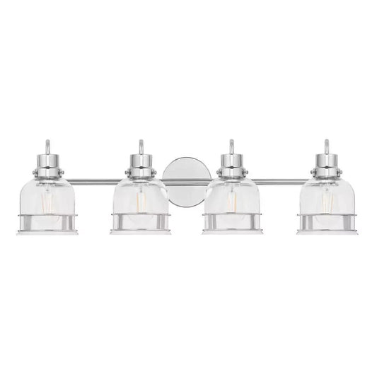 Home Decorators Willow Springs 4-Light 31" Vanity Bathroom Light Glass Chrome