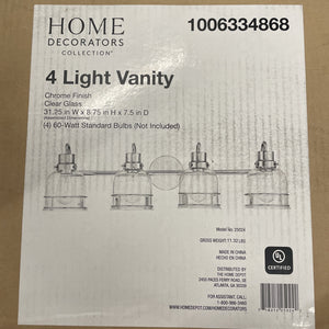 Home Decorators Willow Springs 4-Light 31" Vanity Bathroom Light Glass Chrome