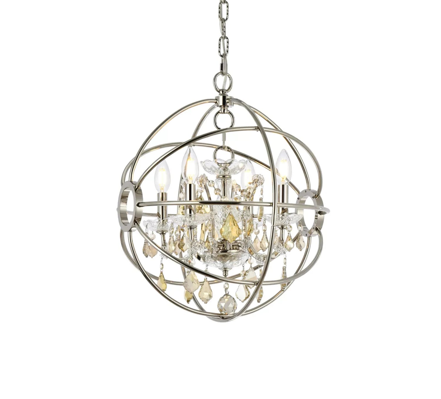 Elegant Lighting 1130D17-GT/RC Geneva 4 Light 17"W Crystal - Nickel