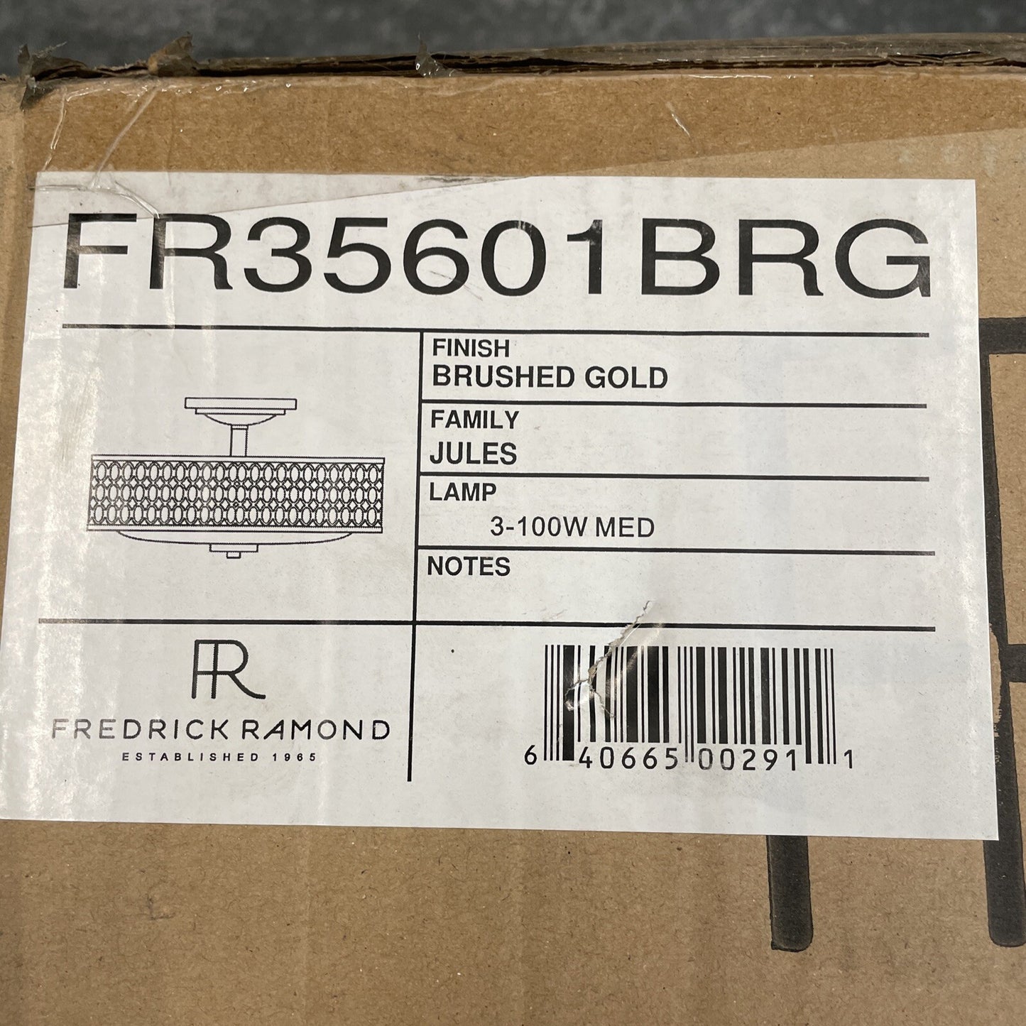 Fredrick Ramond Jules 3 Light Foyer Bath Semi-Flush, Brushed Gold - FR35601BRG