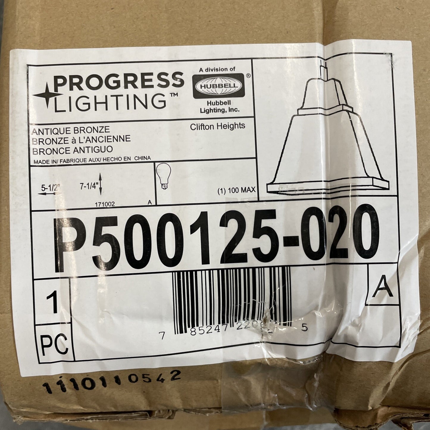 Progress Lighting P500125-020 Clifton Heights Mini Pendant Antique Bronze