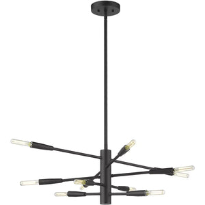 Z-Lite 737-10MB Ascension 10 Light 23 inch Matte Black Chandelier Ceiling Light
