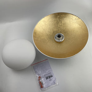Mitzi Cadence 1 Light Medium Semi Flush, White/Gold Leaf - H368601M-WH-GL