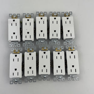(10-Pk) Enerlites Tamper-Resistant Decorator Electrical Wall Outlet White 125V