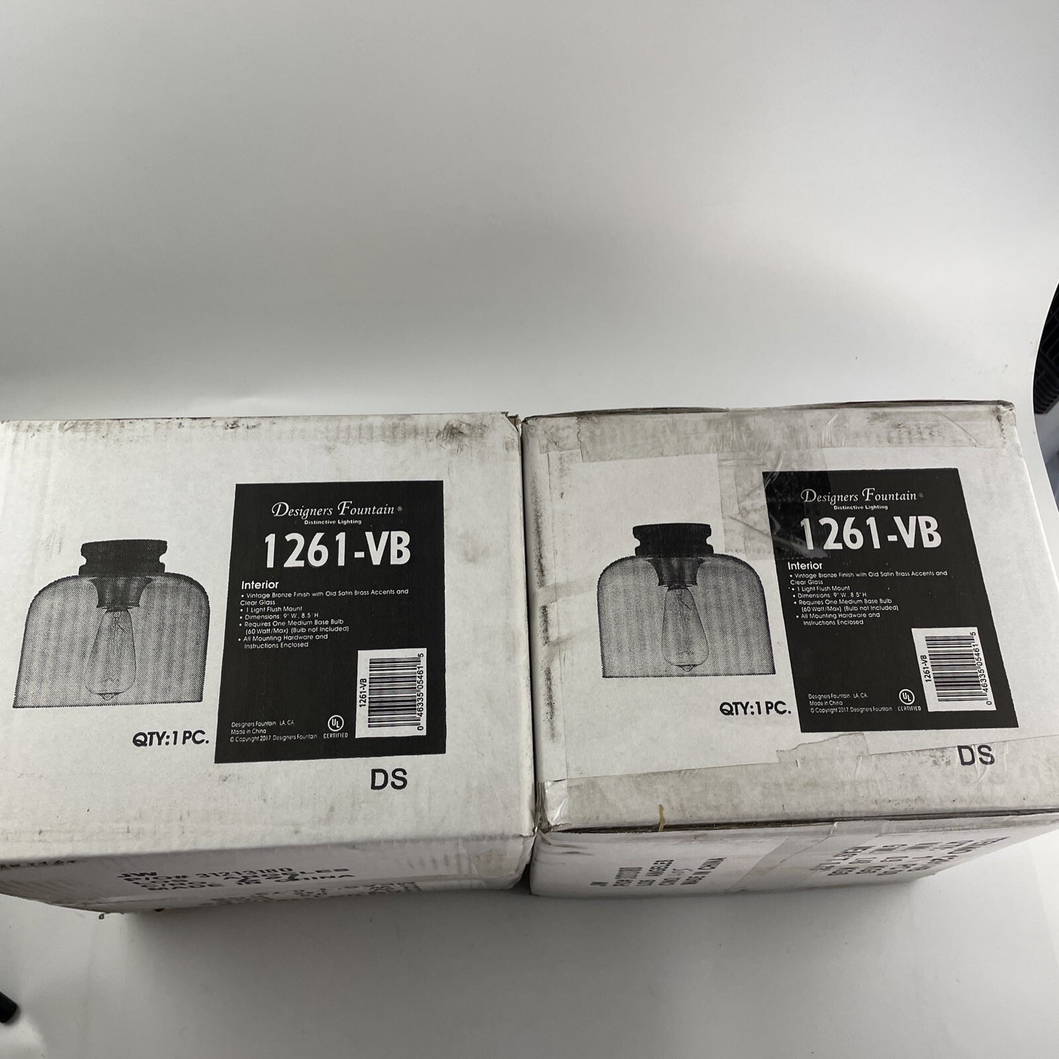 2 Pack Designers Fountain 1261-VB Ezra Flush Mount Ceiling Vintage Bronze