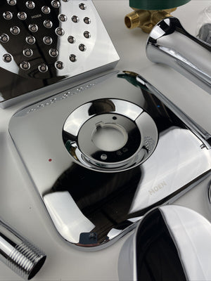 Moen 82466 Korek Single-Handle Rain Shower Tub & Shower Faucet with Valve Chrome