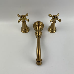 Moen TS42112BG Weymouth Wall Mount Widespread Bathroom Faucet - Brushed Gold