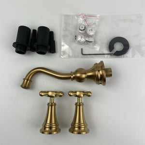 Moen TS42112BG Weymouth Wall Mount Widespread Bathroom Faucet - Brushed Gold