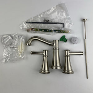 (READ)Moen T6405BN Belfield Two-Handle High Arc Bathroom Faucet - Brushed Nickel
